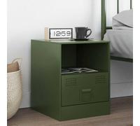 WRJENFSC Comodino Verde Oliva 34,5x39x44 cm in Acciaio Comodino Moderno Comodino Camera Da Letto Comodini Camera Da Letto Tavolino Da Divano Laterale per Sala Studio Salone Studio Soggiorno