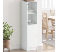 WRJENFSC Credenza con Anta in Vetro Bianca 35x37x142 cm Mobile Salotto Mobile Ingresso Mobiletto Ingresso Dispensa Cucina per Sala Da Pranzo Corridoio Cucina Soggiorno