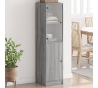 WRJENFSC Credenza con Anta in Vetro Grigio Sonoma 35x37x142 cm Mobile Salotto Mobile Ingresso Mobiletto Ingresso Dispensa Cucina per Sala Da Pranzo Corridoio Cucina Soggiorno