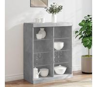 WRJENFSC Credenza con Luci LED Grigio Cemento 81x37x100 cm Credenza Cucina Bassa Credenza Cucina Mobiletto Cucina Mobile Cucina Salvaspazio per Corridoio Cucina Soggiorno Sala Da Pranzo