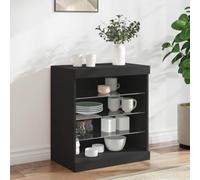 WRJENFSC Credenza con Luci LED Nera 60,5x37x67 cm Credenza Cucina Alta Credenza Cucina Mobile Soggiorno Mobile Dispensa Cucina per Sala Da Pranzo Corridoio Cucina Salotto