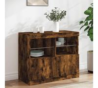WRJENFSC Credenza con Luci LED Rovere Fumo 81x37x67 cm Madia Cucina Mobile Cucina Mobile Soggiorno Mobile Cucina Dispensa per Sala Da Pranzo Corridoio Soggiorno Salotto