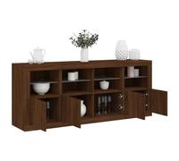 WRJENFSC Credenza con Luci LED Rovere Marrone 163x37x67 cm Madia Cucina Mobile Cucina Mobiletto Ingresso Dispensa Cucina per Cucina Sala Da Pranzo Salotto Corridoio