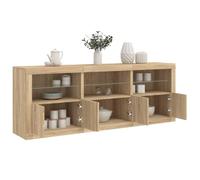 WRJENFSC Credenza con Luci LED Rovere Sonoma 181,5x37x67 cm Mobile Sala Credenza Cucina Penisola Cucina Mobiletto Ingresso per Salotto Corridoio Soggiorno Sala Da Pranzo