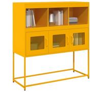 WRJENFSC Credenza Giallo Senape 100,5x39x107cm Acciaio Laminato Freddo Dispensa Cucina Salvaspazio Mobile Ingresso Credenza Cucina Mobile Cucina Dispensa per Cucina Salotto Soggiorno Sala Da Pranzo