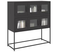 WRJENFSC Credenza Nera 100,5x39x107 cm in Acciaio Laminato a Freddo Credenza Cucina Bassa Mobiletto Cucina Credenza Soggiorno Penisola Cucina per Soggiorno Cucina Corridoio Salotto
