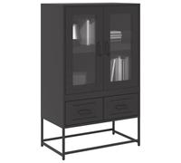 WRJENFSC Credenza Nera 68x39x111,5 cm Acciaio Credenza Cucina Bassa Mobiletto Cucina Mobile Soggiorno Madia Soggiorno Moderna per Salotto Cucina Sala Da Pranzo Corridoio