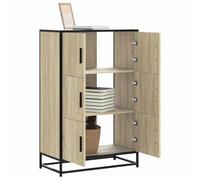 WRJENFSC Credenza Rovere Sonoma 68x35x106,5 cm Legno Multistrato Metallo Credenza Cucina Bassa Mobile Ingresso Credenza Cucina Dispensa Cucina per Soggiorno Sala Da Pranzo Cucina Corridoio