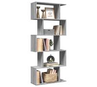WRJENFSC Libreria Divisorio 5Piani Grigio Sonoma 70x24x161cm Truciolato Libreria Cubi Libreria Da Parete Libreria Angolare Libreria Da Scrivania per Studio Camera Da Letto Ufficio Soggiorno