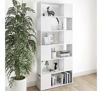 WRJENFSC Libreria/Divisorio Bianco 80x24x186 cm in Truciolato Libreria Verticale A Colonna Da Terra Libreria Bassa Porta Libri Libreria Da Parete Sospesa per Camera Da Letto Ingresso Soggiorno Studio