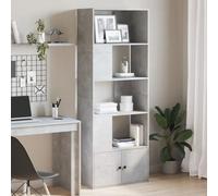 WRJENFSC Libreria Grigio Cemento 70x36x189 cm in Legno Multistrato Libreria Cubi Libreria Scaffale Libreria Angolare Libreria Da Parete Sospesa per Camera Da Letto Soggiorno Ufficio Ingresso