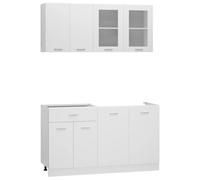 WRJENFSC Mobile da cucina Lyon in bianco, set di 4 pezzi in legno con pensili e sottopensili, design moderno, montaggio richiesto, senza piano di lavoro / lavello
