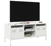 WRJENFSC Mobile TV Bianco 101,5x39x43,5 cm in Acciaio Laminato a Freddo Tv Vintage Soggiorno Per Mobile Moderno per Cucina Sala Giochi Sala Studio Soggiorno