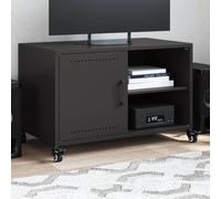 WRJENFSC Mobile TV Nero 68x39x43,5cm in Acciaio Laminato a Freddo Tavolino Tv Mobile Per Mobiletto Soggiorno Moderno Mobili per Sala Giochi Di Ricreazione Sala Da Pranzo Soggiorno