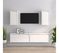 WRJENFSC Mobili Porta TV 4 pz Bianchi in Legno Massello di Pino Mobile Soggiorno Moderno Mobile Sala Mobiletto Tv Soggiorno Moderno Mobili per Sala Da Pranzo Sala Giochi Soggiorno Ingresso