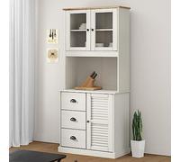 WRJENFSC Piano Comò VIGO Bianco 78x30x100 cm in Legno Massello di Pino Mobile Sala Credenza Cucina Penisola Cucina Mobiletto Ingresso per Soggiorno Cucina Sala Da Pranzo Salotto