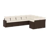 WRJENFSC Set da 9 divani da giardino in polyrattan, modulare con vano portaoggetti e cuscini, set di mobili da giardino per terrazza, balcone ed esterni, divano angolare e divano centrale