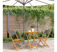 WRJENFSC Set da Bistrot 3pz Antracite in Tessuto e Legno Massello Arredo Terrazzo Esterno Tavolino Da Divano Tavolino E Sedie Da Esterno Poltrone Da Giardino per Cortile Terrazza Piscina Terrazzo