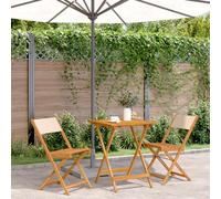 WRJENFSC Set da Bistrot 3pz Beige in Tessuto e Legno Massello Arredo Terrazzo Esterno Tavolino Da Divano Tavolino E Sedie Da Esterno Poltrone Da Giardino per Cortile Terrazza Piscina Terrazzo