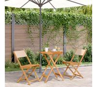 WRJENFSC Set da Bistrot 3pz Beige in Tessuto e Legno Massello Arredo Terrazzo Esterno Tavolino Da Divano Tavolino E Sedie Da Esterno Poltrone Da Giardino per Cortile Terrazza Piscina Terrazzo