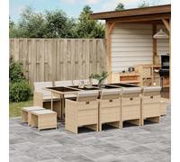 WRJENFSC Set da Pranzo da Giardino 13 pz con Cuscini Beige in Polyrattan Salottino Da Esterno Tavolo Esterno Con Sedie Sedie Da Giardino Set Da Giardino Esterno per Balcone Terrazzo Giardino Esterno