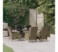 WRJENFSC Set da Pranzo da Giardino 7 pz Marrone in Polyrattan Set Salotto Da Esterno Tavolo Esterno Con Sedie Salotto Da Giardino Esterno Sedie Da Giardino per Esterno Piscina Giardino Balcone