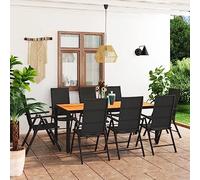 WRJENFSC Set da Pranzo da Giardino 9 pz Nero e Marrone Arredamento Giardino Tavolino Da Divano Salotto Da Giardino Esterno Salotto Da Giardino per Balcone Giardino Esterno Piscina