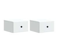 WRJENFSC Set di 2 comodini sospesi da parete con 2 cassetti, per camera da letto, in legno, 34,5 x 33 x 20 cm, colore bianco