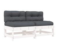 WRJENFSC Set di 2 divani centrali con cuscini per giardino e terrazza, per esterni, in legno massello di pino massiccio, espansione modulare con cuscino antracite, 62 x 62 x 70,5 cm