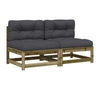 WRJENFSC Set di 2 divani da giardino senza braccioli, in legno di pino, modulari, con cuscini antracite, per terrazza, balcone e giardino, in legno massello, set lounge per esterni