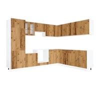 WRJENFSC Set di mobili da cucina Porto da 14 pezzi, mobile da cucina modulare in legno anticato, con armadietto per lavello e forno, soluzione versatile per riporre oggetti