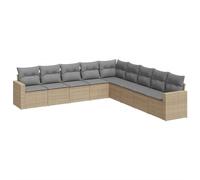 WRJENFSC Set di mobili da giardino modulari in polyrattan con vano portaoggetti, set di mobili da giardino modulari per terrazza, balcone, cortile, con cuscini per seduta e cuscino per lo schienale