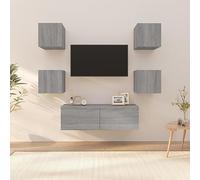 WRJENFSC Set di Mobili TV a Parete Grigio Sonoma in Legno Multistrato Tavolino Tv Mobile Soggiorno Sala Mobile Porta Soggiorno per Camera Da Letto Giochi Sala Di Ricreazione Ingresso