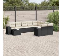 WRJENFSC Set Divani da Giardino 10pz con Cuscini in Polyrattan Nero Arredo Giardino Per Esterno Divanetti Da Esterno Divanetti Da Giardino Divano Per Esterno per Cortile Terrazza Balcone Terrazzo