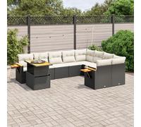WRJENFSC Set Divani da Giardino 10pz con Cuscini in Polyrattan Nero Arredo Giardino Per Esterno Divanetti Da Esterno Divano Giardino Per Esterno Divani Esterno per Esterno Terrazza Balcone Cortile