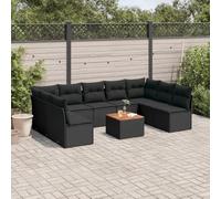 WRJENFSC Set Divani da Giardino 10pz con Cuscini in Polyrattan Nero Set Giardino Esterno Divano Esterno Giardino Divanetti Da Giardino Divano Per Esterno per Piscina Terrazzo Esterno Giardino