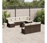 WRJENFSC Set Divani da Giardino 11 pz con Cuscini Polyrattan Marrone Salottino Da Esterno Divano Da Giardino Divani Da Esterno Divanetto Esterno per Balcone Piscina Terrazza Cortile