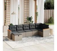 WRJENFSC Set Divani da Giardino 7 pz con Cuscini Grigio in Polyrattan Salottino Da Esterno Divano Da Esterno Set Divano Giardino Per Esterno Sedie Da Giardino per Balcone Giardino Cortile Esterno