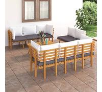 WRJENFSC Set Divani da Giardino 8 pz con Cuscini in Massello di Acacia Poltrone Da Giardino Divanetti Da Esterno Divano Da Giardino Da Esterno Divani Esterno per Terrazzo Esterno Balcone Cortile