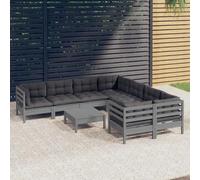 WRJENFSC Set Divani da Giardino 9 pz con Cuscini Legno Massello di Pino Arredo Terrazzo Esterno Divano Da Esterno Divani Da Esterno Divano Giardino Per Esterno per Piscina Balcone Esterno Cortile