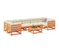 WRJENFSC Set Divani Giardino 8 pz con Cuscini Marrone Cera Massello Pino Set Giardino Esterno Divanetto Da Esterno Divano Per Esterno Sedie Da Giardino per Piscina Esterno Giardino Terrazzo