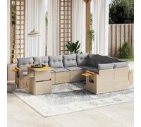 WRJENFSC Set Divano da Giardino 10 pz con Cuscini Beige in Polyrattan Arredo Giardino Per Esterno Divanetti Da Esterno Divano Giardino Per Esterno Divani Esterno per Esterno Terrazza Balcone Cortile