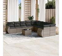 WRJENFSC Set Divano da Giardino 10 pz con Cuscini Grigio in Polyrattan Arredo Giardino Per Esterno Divanetti Da Esterno Divani Da Esterno Sedie Da Giardino per Terrazzo Balcone Cortile Esterno