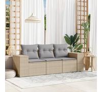 WRJENFSC Set Divano da Giardino 3 pz con Cuscini Beige in Polyrattan Salottino Da Esterno Divanetto Da Esterno Divani Da Esterno Divani Esterno per Balcone Terrazza Terrazzo Esterno