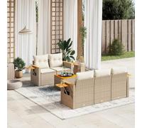 WRJENFSC Set Divano da Giardino 6 pz con Cuscini Beige in Polyrattan Salottino Da Esterno Tavolo E Sedie Da Esterno Sedie Da Giardino Arredo Giardino Per Esterno per Giardino Esterno Balcone Cortile