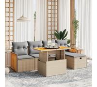 WRJENFSC Set Divano da Giardino 6 pz con Cuscini Beige in Polyrattan Salottino Da Esterno Tavolo E Sedie Da Esterno Sedie Da Giardino Arredo Giardino Per Esterno per Piscina Terrazzo Terrazza Balcone