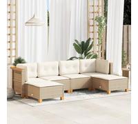 WRJENFSC Set Divano da Giardino 6 pz con Cuscini Beige in Polyrattan Salottino Da Esterno Tavolo Esterno Con Sedie Sedie Da Giardino Set Da Giardino Esterno per Terrazzo Terrazza Giardino Piscina
