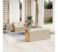 WRJENFSC Set Divano da Giardino 6 pz con Cuscini Beige in Polyrattan Salottino Da Esterno Tavolo Esterno Con Sedie Sedie Da Giardino Set Da Giardino Esterno per Piscina Cortile Terrazza Esterno