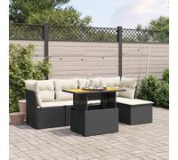 WRJENFSC Set Divano da Giardino 6 pz con Cuscini Nero in Polyrattan Mobile Esterno Set Tavolo E Sedie Da Giardino Sedie Da Giardino Salottino Da Giardino Esterno per Terrazzo Balcone Giardino Esterno