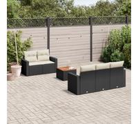 WRJENFSC Set Divano da Giardino 6 pz con Cuscini Nero in Polyrattan Salottino Da Esterno Tavolo E Sedie Da Esterno Sedie Da Giardino Arredo Giardino Per Esterno per Terrazza Balcone Piscina Cortile